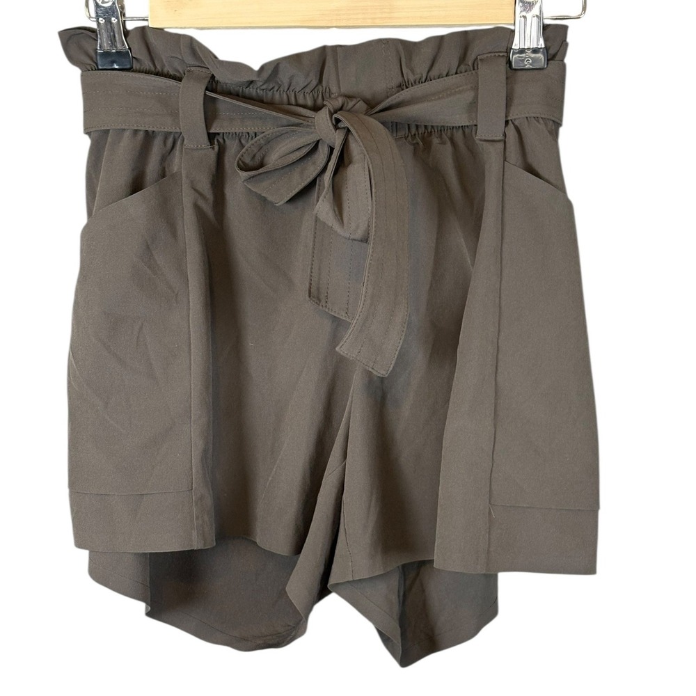 Athleta Paperbag Waist Shorts Brown Grey Stretch Utility Hiking